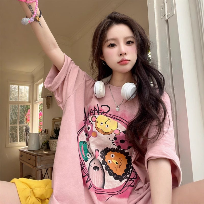 European Large Edition Short-Sleeved T-Shirt Women'S 2025 Cotton Mid-Length Loose Slimming Hip Covering Underwear Missing - Image 4