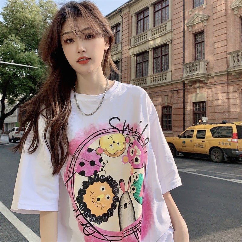 European Large Edition Short-Sleeved T-Shirt Women'S 2025 Cotton Mid-Length Loose Slimming Hip Covering Underwear Missing - Image 5