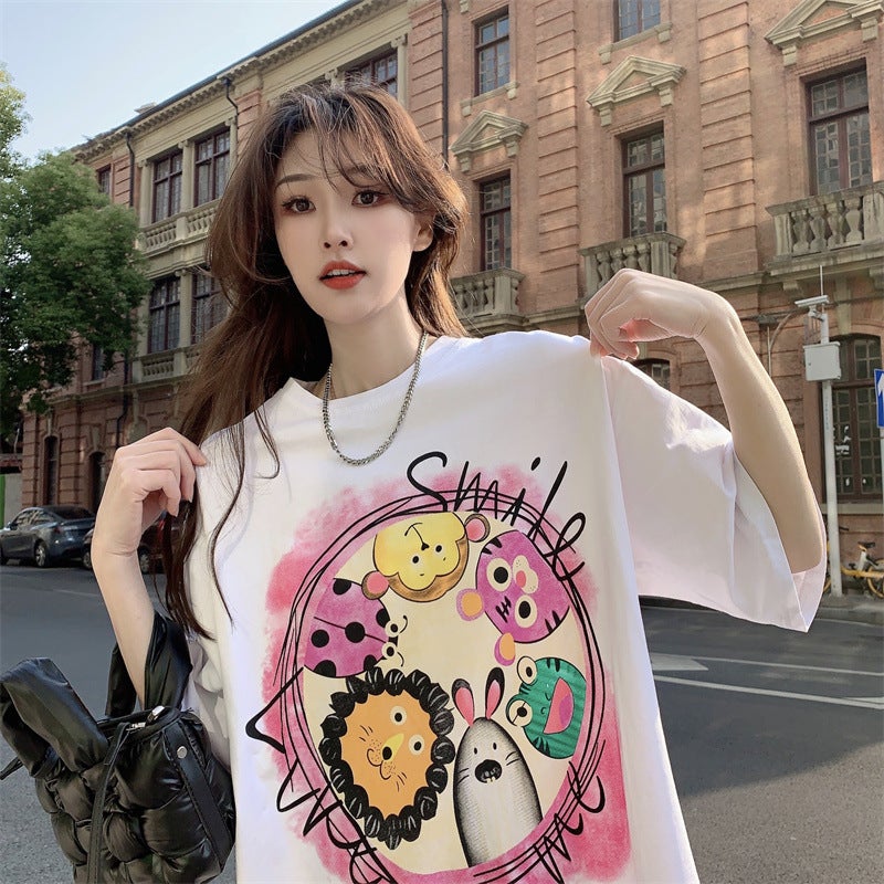 European Large Edition Short-Sleeved T-Shirt Women'S 2025 Cotton Mid-Length Loose Slimming Hip Covering Underwear Missing - Image 1