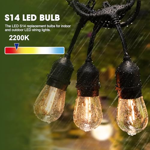 GvvooHome LED S14 Replacement Light Bulbs for Patio String Light Shatterproof Waterproof Hanging Light Bulbs for Outdoor String Lights Dimmable E26 Base 24 Pack - Image 3