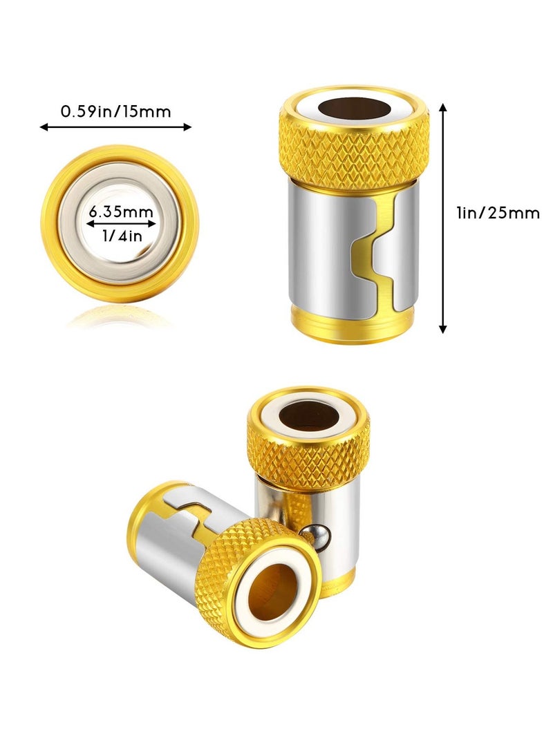 SOLARAE Magnetic Screw Ring, Removable Metal Magnetizer Screw for 1/4 Inch/ 6.35 mm Hex Screwdriver and Power Bits 5 Pieces(Yellow) - Image 5