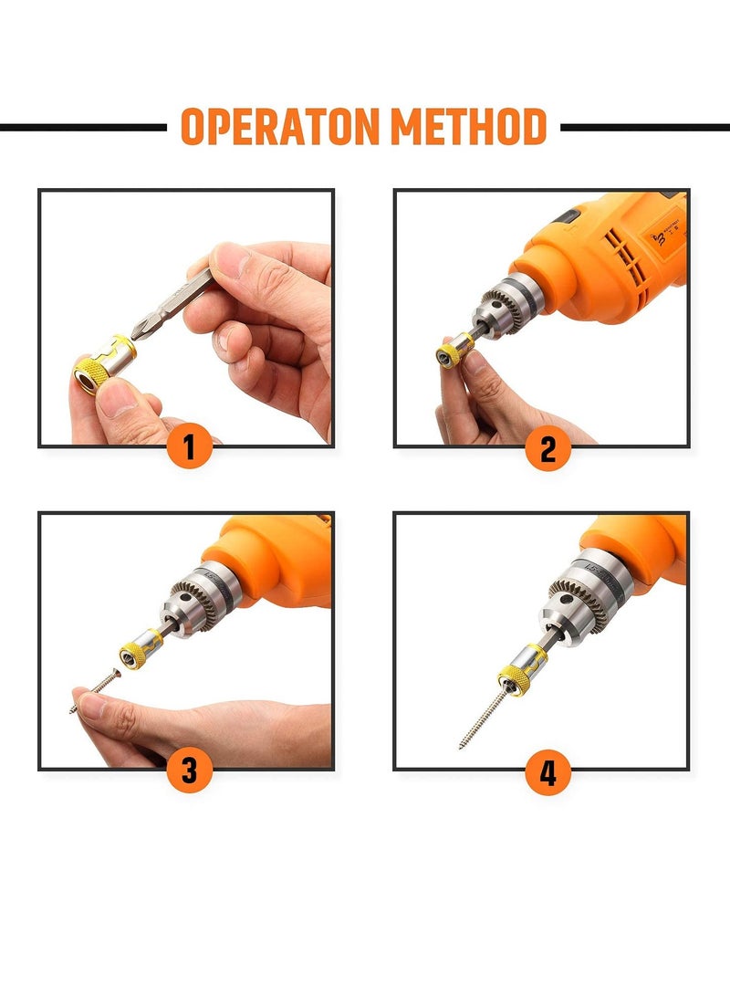 SOLARAE Magnetic Screw Ring, Removable Metal Magnetizer Screw for 1/4 Inch/ 6.35 mm Hex Screwdriver and Power Bits 5 Pieces(Yellow) - Image 4