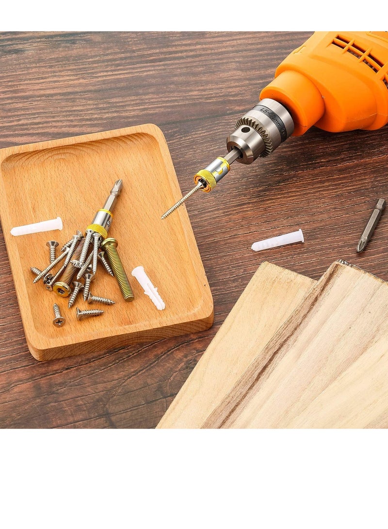 SOLARAE Magnetic Screw Ring, Removable Metal Magnetizer Screw for 1/4 Inch/ 6.35 mm Hex Screwdriver and Power Bits 5 Pieces(Yellow) - Image 2