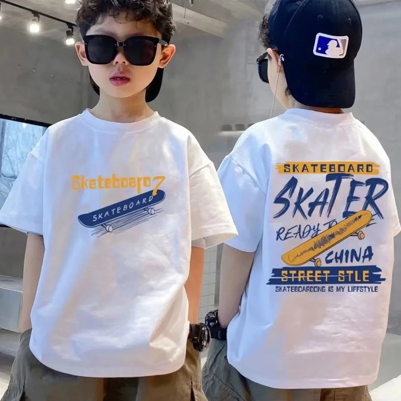 Children's Short-sleeved T-shirt 2023 New Arrival Half-sleeved Boys' Short-sleeved Children's Casual All-match Round Neck Sports Top Trendy Brand - Image 2