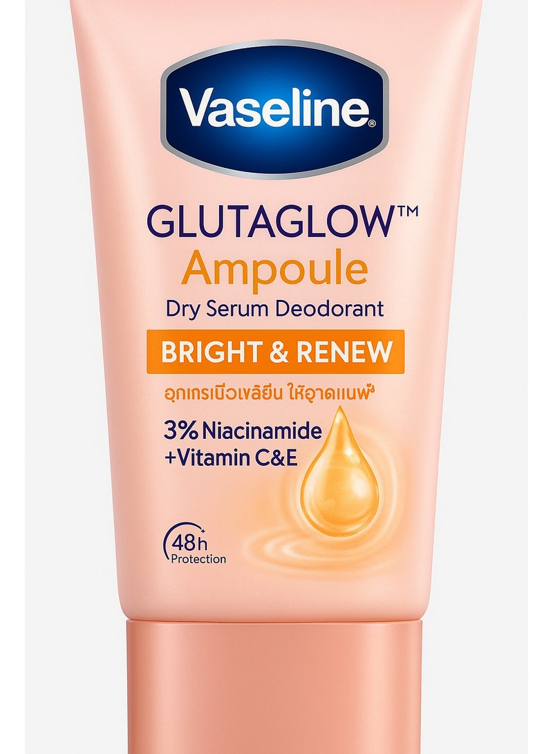 Vaseline GlutaGlow Ampoule Dry Serum Deodorant – Bright & Renew with 3% Niacinamide + Vitamin C&E – 48h Protection