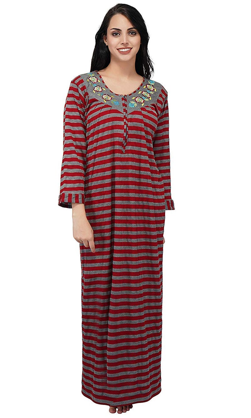 CIERGE Women's Woolen Maxi Nighty Woolen Nighty(Color-Maroon), Free Size - Image 5