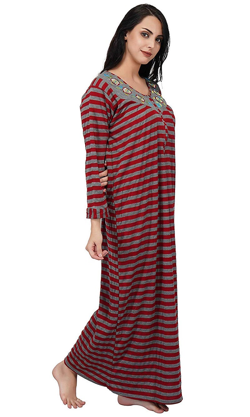 CIERGE Women's Woolen Maxi Nighty Woolen Nighty(Color-Maroon), Free Size - Image 4
