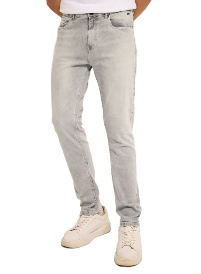 THE BEAR HOUSE Men's Light Grey Mid Rise Slim Fit Jean Classic Comfort With Modern Style, Perfect For Everyday Casual Looks And Effortless Streetwear Vibes