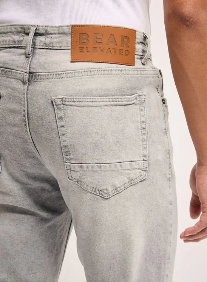 THE BEAR HOUSE Men's Light Grey Mid Rise Slim Fit Jean Classic Comfort With Modern Style, Perfect For Everyday Casual Looks And Effortless Streetwear Vibes
