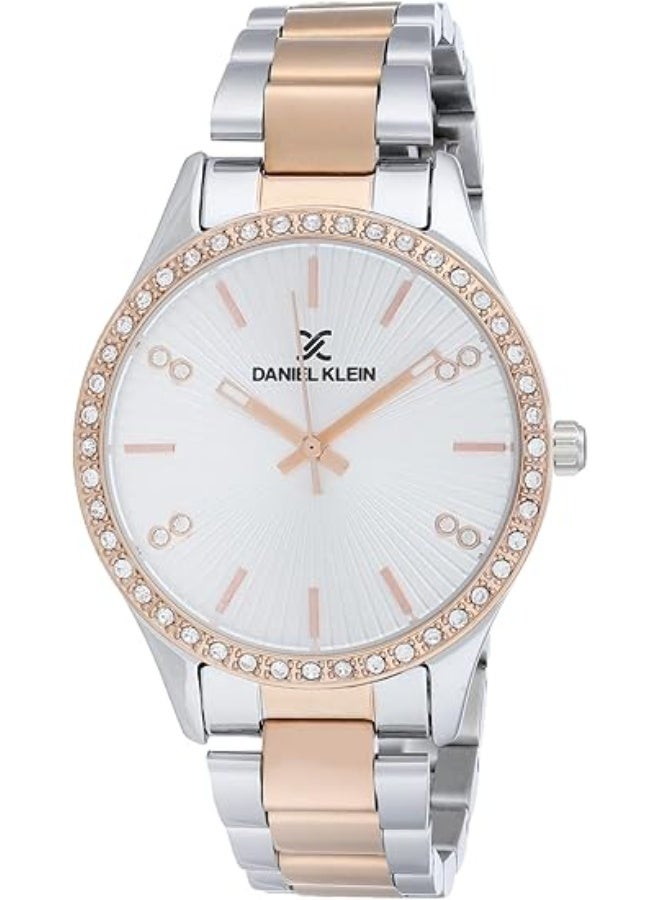 Daniel Klein Watch for Women , Quartz Movement, Analog Display, Rose Gold and Silver Metal Strap-DK.1.13284-3 - Image 2