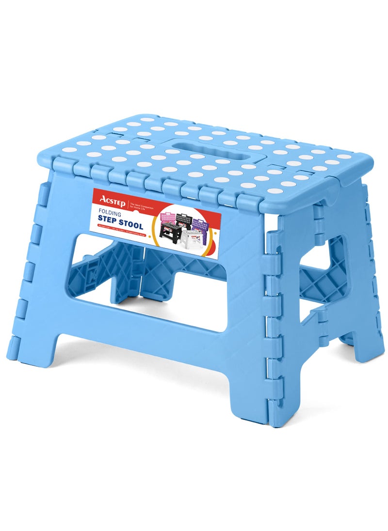 ACSTEP ACSTEP Folding Lightweight Plastic 9 inch Foldable Step Stool Non Slip Folding Stools for Kitchen Bathroom Bedroom Blue 