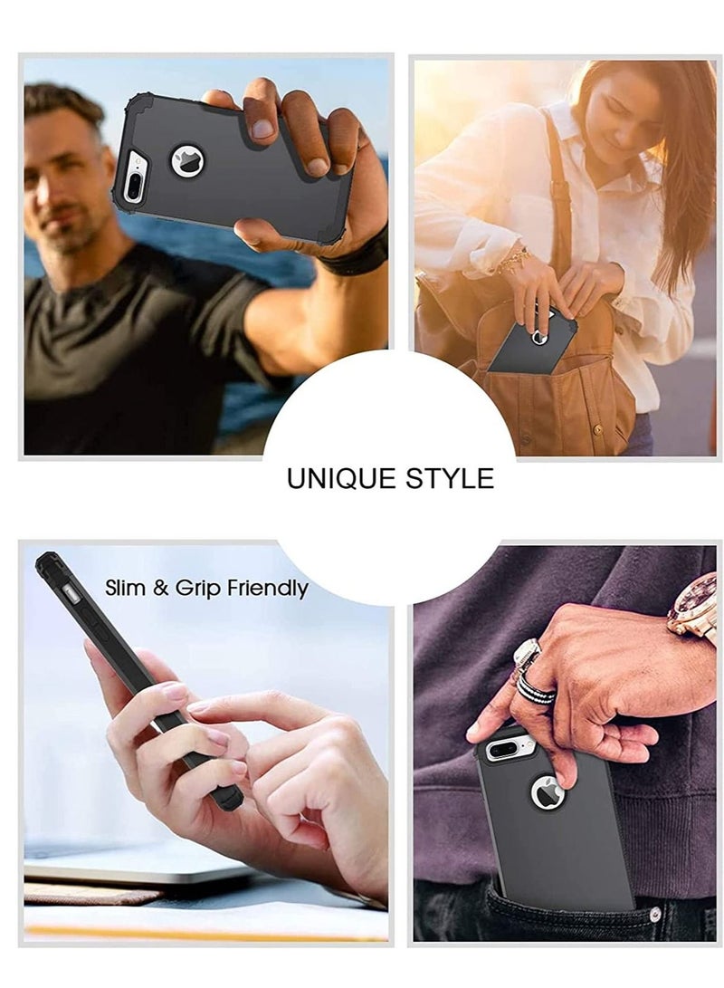 Y&D For Iphone 8 Plus And 7 Case, 3 In 1 Hybrid Hard Plastic Soft Rubber Heavy Duty Rugged Bumper Shockproof Full-Body Protective Phone Cover Black - Image 5