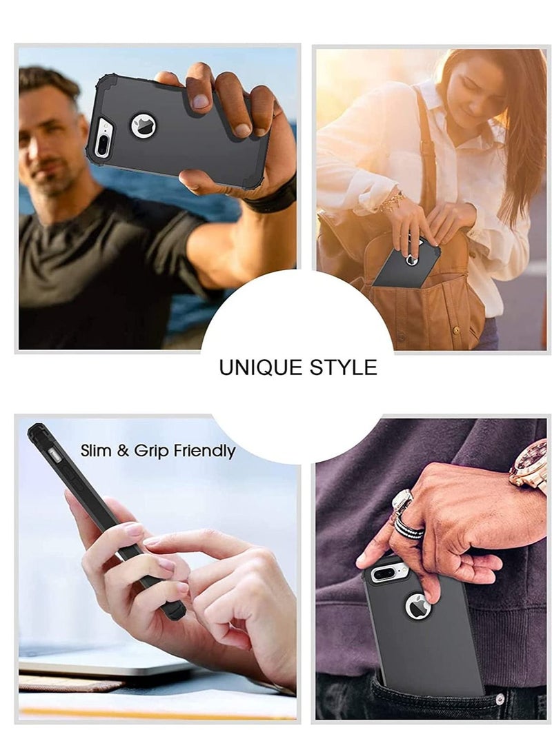 Y&D For Iphone 8 Plus And 7 Case, 3 In 1 Hybrid Hard Plastic Soft Rubber Heavy Duty Rugged Bumper Shockproof Full-Body Protective Phone Cover Black - Image 3