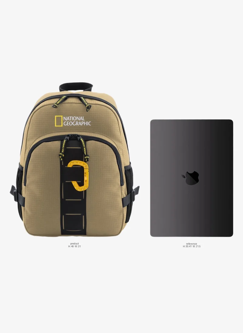 NATIONAL GEOGRAPHIC National Geographic Explorer III RPET Beige Backpack â€“ Laptop Bag, Computer Bag, School Backpack, Casual Daypack & Everyday Backpack for Men & Women | Durable Travel & Luggage Gear