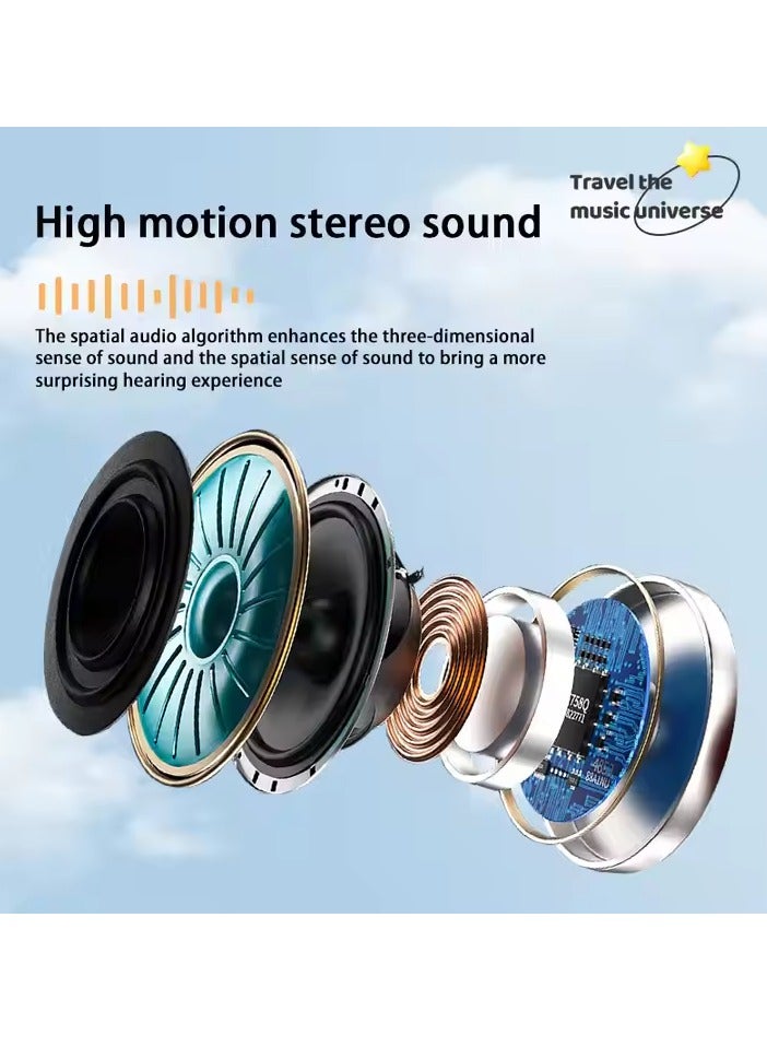 Wireless Bluetooth Headphones High-Fidelity Sound Wireless Bluetooth with Cute Bags High-Quality Memory Card Pink  - Image 3