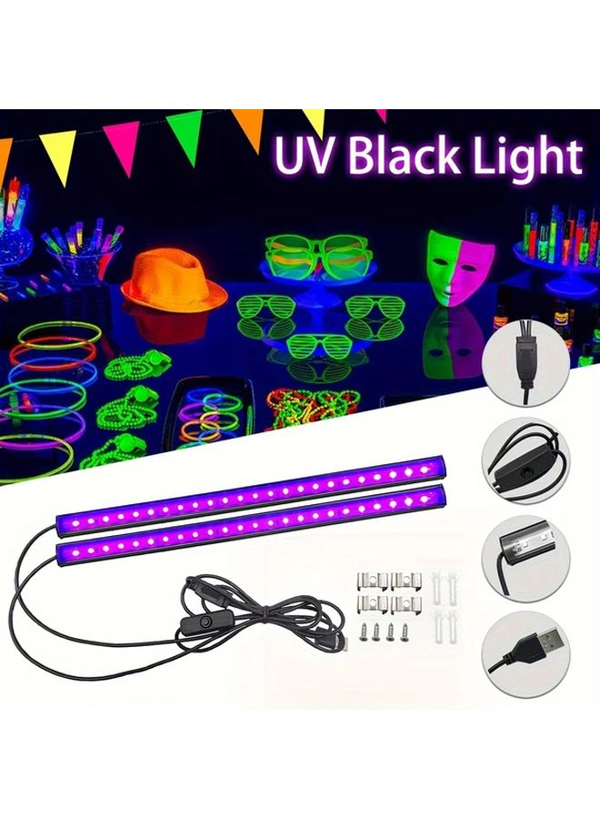 2Pcs 1M USB Powered UV Black Light LED Strip Aluminum Alloy for Halloween Party - Image 2