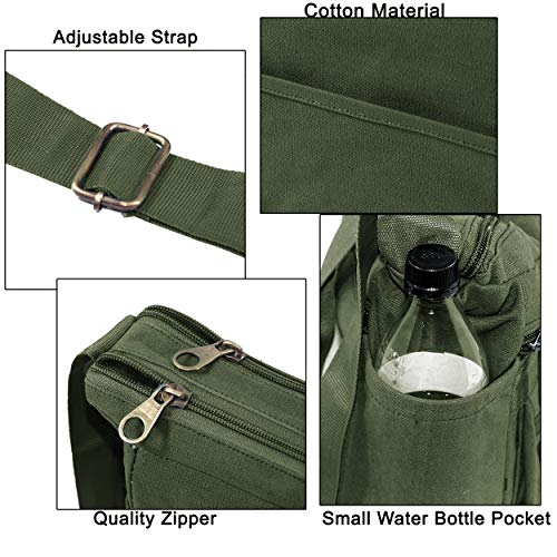 DAHSHA 8.5 Inch Stylish Small Cotton Sling Cross Body Travel Office Business Messenger One Side Shoulder Bag For Men Women (Olive Green, 24 x 8.8 x 21.5 CM) - Image 4