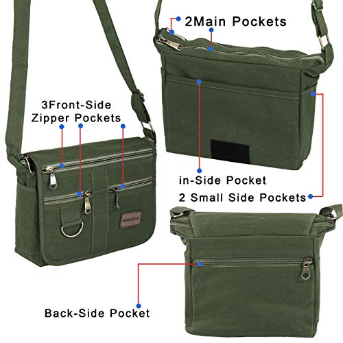 DAHSHA 8.5 Inch Stylish Small Cotton Sling Cross Body Travel Office Business Messenger One Side Shoulder Bag For Men Women (Olive Green, 24 x 8.8 x 21.5 CM) - Image 3