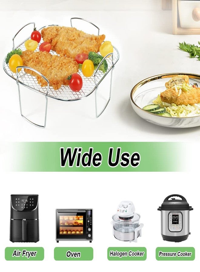 BYKITCHEN رفّ قلي هوائي مربع 8 بوصة من BYKITCHEN، رف تجفيف من الفولاذ المقاوم للصدأ، ملحقات قلي هوائي مربعة لأجهزة Cosori وInstant Vortex وGourmia وNinja Foodi Grill وغيرها - Image 4