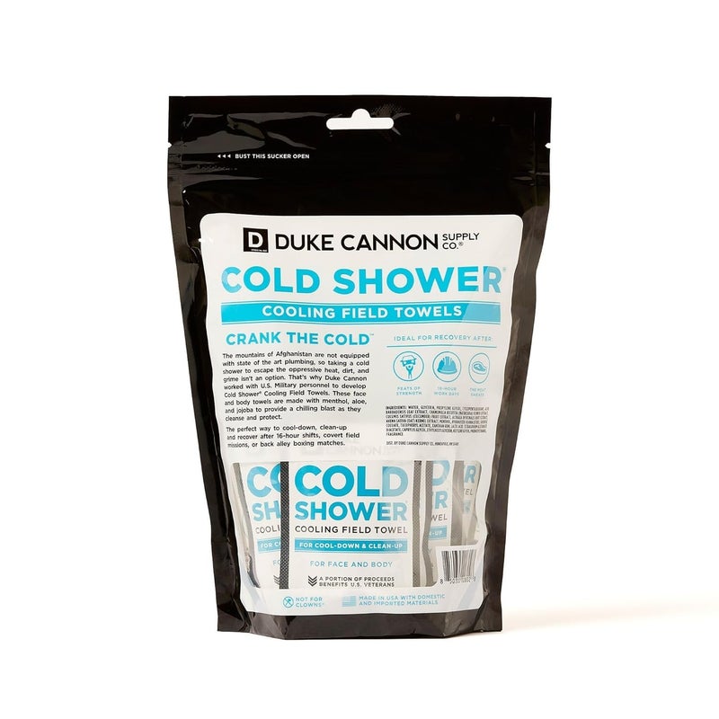 Duke Cannon Supply Co. Duke Cannon Cold Shower Cooling Field Towels â€“ Menthol Body Wipes for Men, No Rinse Face & Body Cleansing Wipes, 15 Individually Wrapped Towels (3 Pack) - Image 3