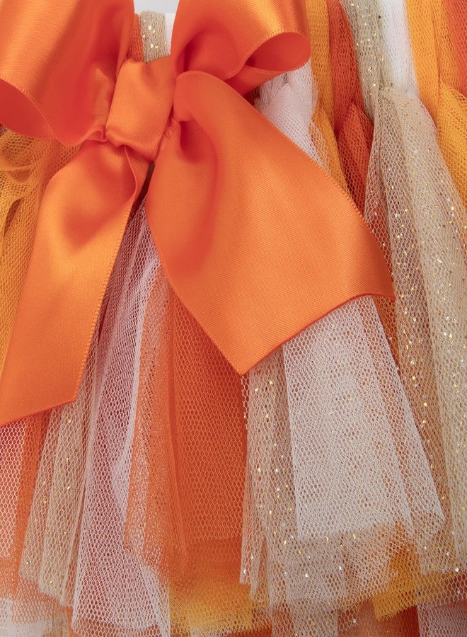 Baby Essentials Baby Girl Thanksgiving Outfit 4-Piece Set - Bodysuit, Striped Pants, Tutu Skirt & Bow Headband - Infant Friendsgiving (9 months) - Image 4