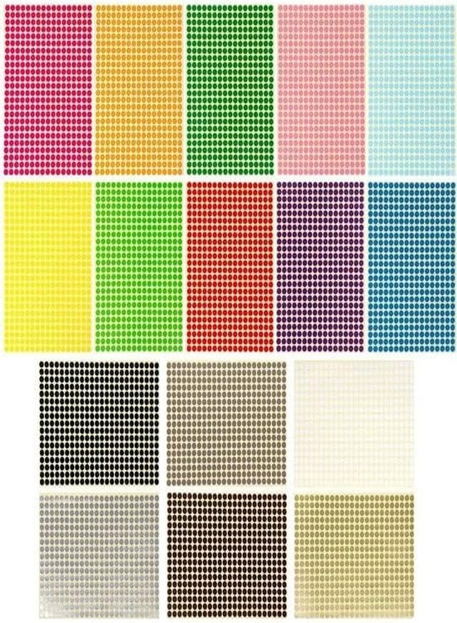 Sluswallow 5940Pcs 1/4 inch Small Colored Dot Stickers Circle Label Sticker, 0.25" Round Colored Dot Stickers Labels, 15 Color Coding Labels and Stickers Labels - Image 1