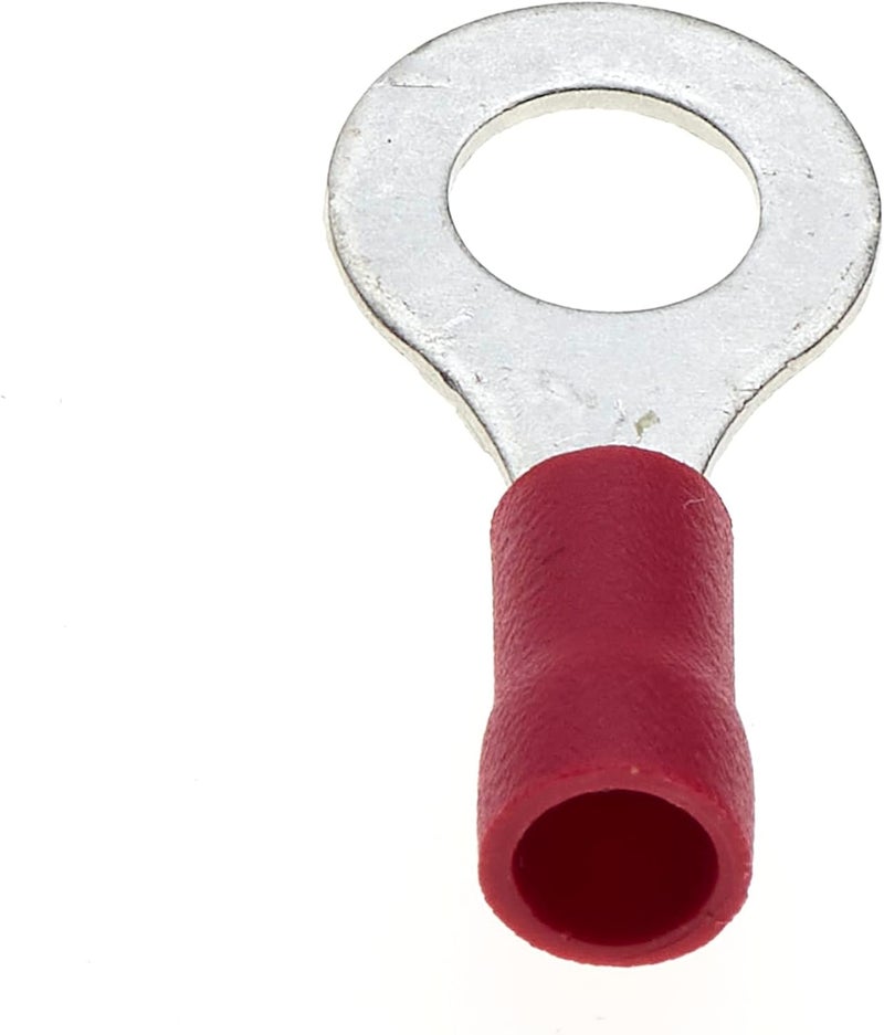 Keple Ring Crimp Terminal - Pack of 100, Red, 6mm, 25A, 22-16 AWG - Heat Shrink Ring Connectors, Tinned Copper Connectors, Insulated Ring Wire Terminals - Image 3