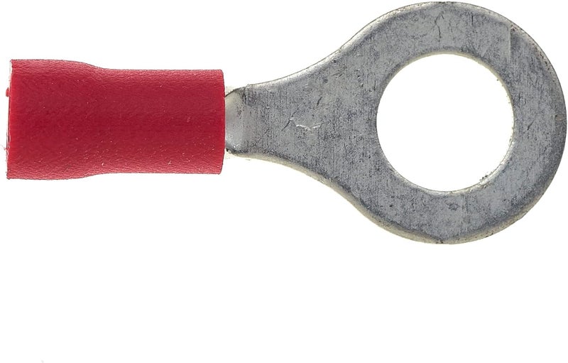 Keple Ring Crimp Terminal - Pack of 100, Red, 6mm, 25A, 22-16 AWG - Heat Shrink Ring Connectors, Tinned Copper Connectors, Insulated Ring Wire Terminals - Image 4