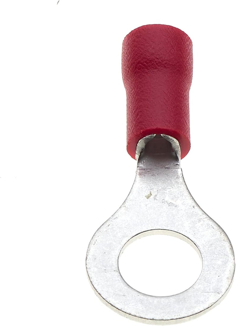 Keple Ring Crimp Terminal - Pack of 100, Red, 6mm, 25A, 22-16 AWG - Heat Shrink Ring Connectors, Tinned Copper Connectors, Insulated Ring Wire Terminals - Image 2