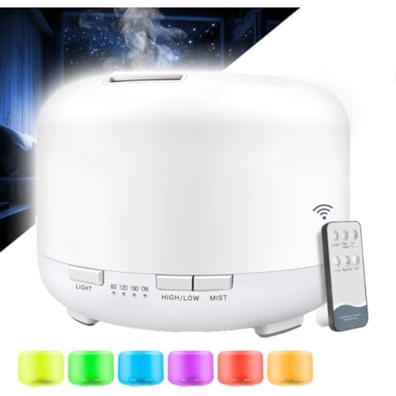 500ML Essential Oil Diffuser with Remote Control Bluetooth Speaker BPA Free Aromatherapy Diffuser Cool Mist Humidifier 7 Color Lights Waterless Auto Shut Off for Home Office Babyroom Bedroom - Image 2
