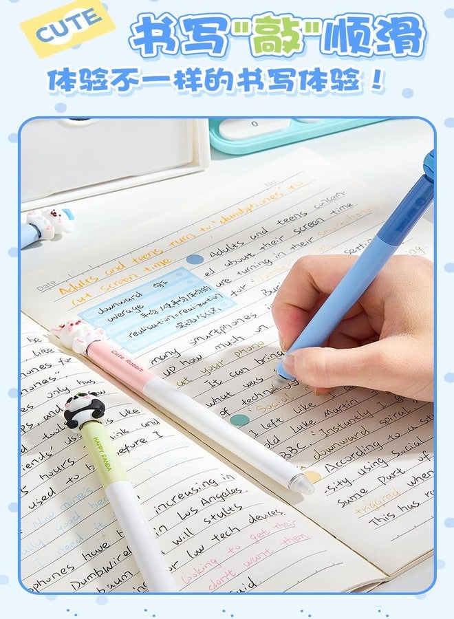 SAMVARDHAN 4Pcs Cute Erasable Gel Pens Twistable Erasable Pens with Rotatable 3D Top Kawaii 0.5mm Writing Pen for Women Girls Boys Kids Office School Supplies- Blue Ink (Furry Friend) - Image 5