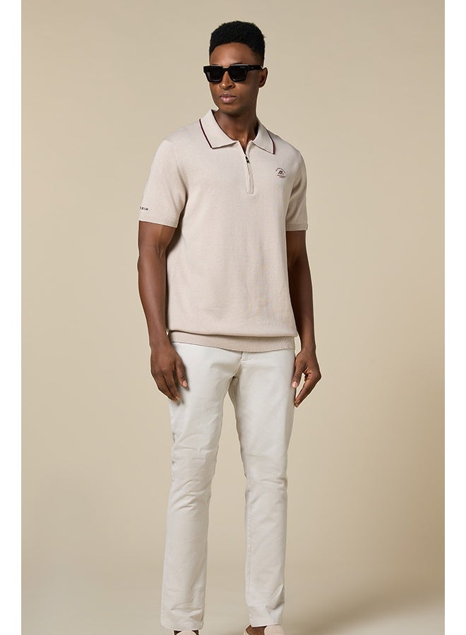 Mannerism The Soft Sand Cotton Polo with Quarter-Zip, Comfort Fit - Image 5