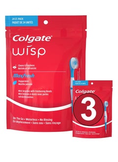 Colgate Pack of 3 Max Fresh Wisp Disposable Mini Toothbrush, Peppermint - 72 Count  - Image 1