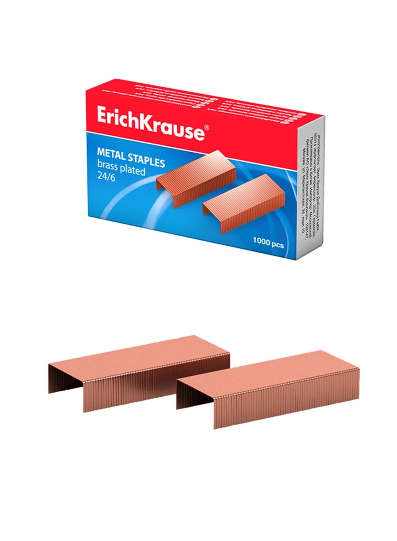 ErichKrause دبابيس مثبتة مطلية بالنحاس 1000 قطعة بحجم 24/6 - Image 1