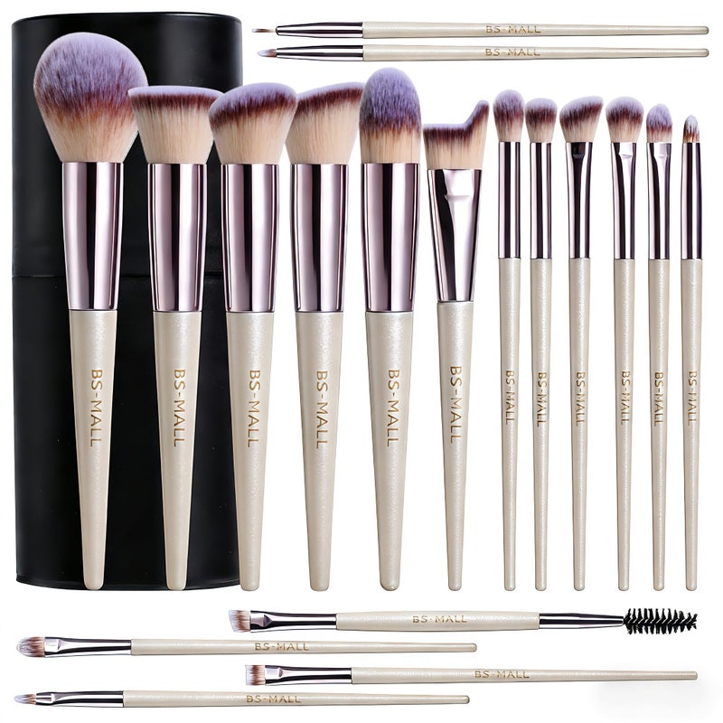 BS Mall BS-MALL Makeup Brush Set 18 Pcs Premium Synthetic Foundation Powder Concealers Eye shadows Blush Makeup Brushes with black case - Image 1