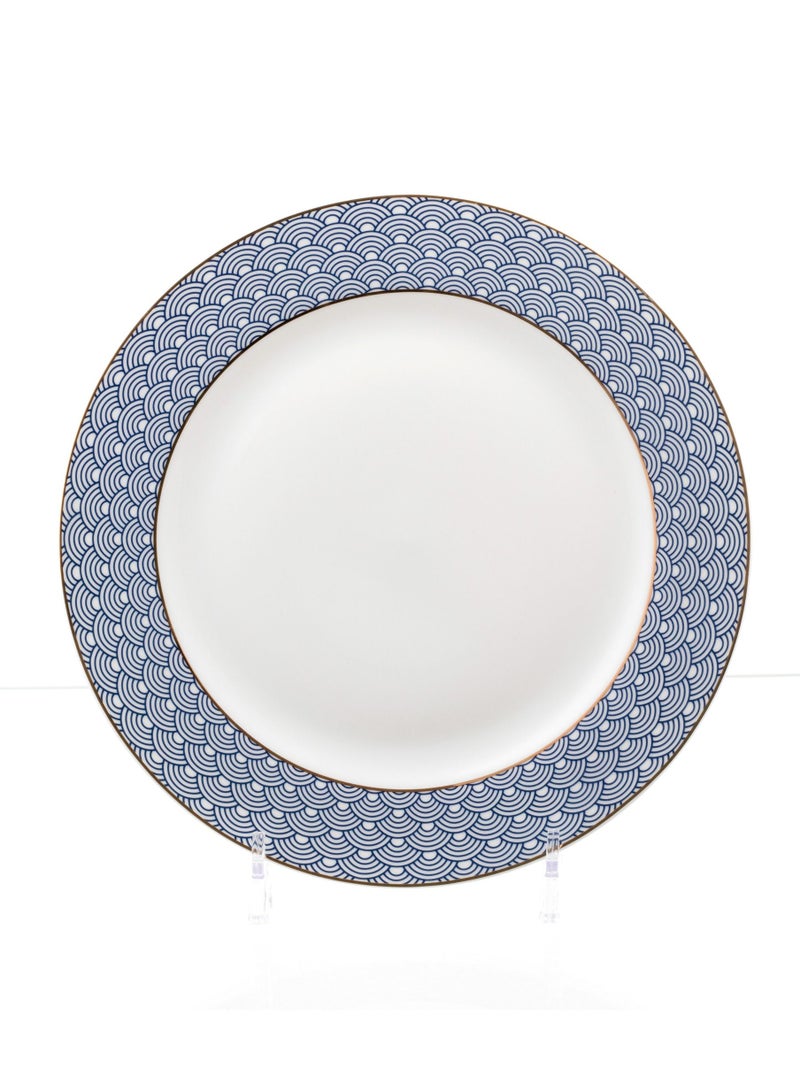 Hic flat porcelain dinner plates 4 Piece with blue and gold design 27 cm - Image 2