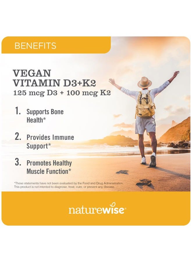 NatureWise Vitamin D3 + K2 with Plant Based D 5000IU & 100mcg K as MK-7 - Max Absorption Immune Support - Vegan, Non-GMO - with Extra Virgin Olive Oil - 60 Softgels[2-Month Supply]  - Image 2