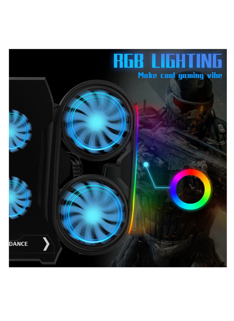 Generic 6-Fan Laptop Cooling Pad with RGB Lights, Adjustable Height, Phone Holder, USB Ports, Low Noise - For Gaming Computers Up to 17  - Image 4
