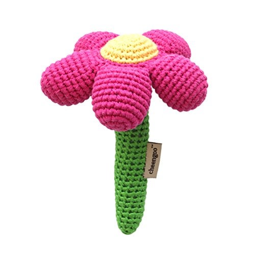 Cheengoo Baby Rattle Magenta Flower - Image 2