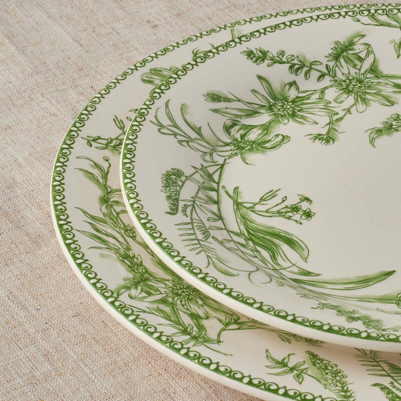 Bico Green Garden Toile De Jouy Dinner Plates Set of 4, 11 Inch Large Ceramic Plates for Pasta, Steak, Stylish Serving Dishes, Microwave and Dishwasher Safe, Gift for Housewarming and Thanksgiving - Image 5