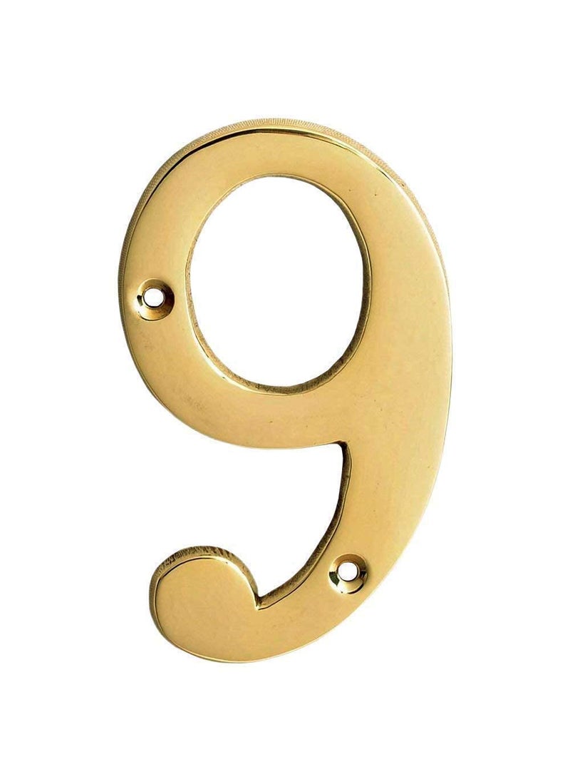 ESPLANADE eSplanade 4 Brass House Hotel Door Number Plaque Sticky Numeric Numerical Digit 09 9 Nine  - Image 1