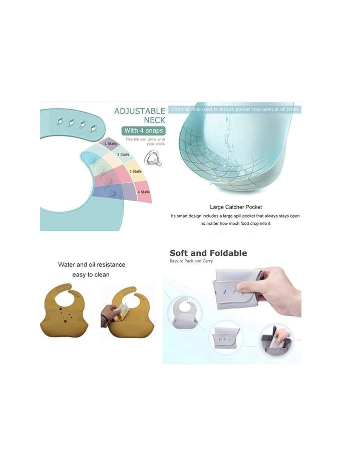 Pixie Baby Silicone Bibs Easily Clean Pack of 2, Soft Adjustable Waterproof Toddler Silicone Bibs for Babies Girl and Boy (Elephant, Jeraff) - Image 3