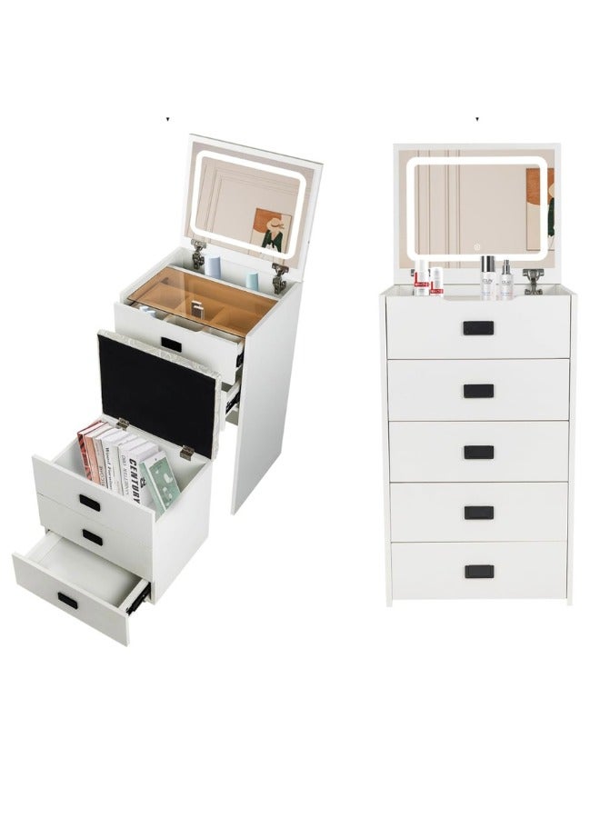 شي ون تسريحة زينة عصرية متعددة الاستخدامات مع إضاءة LED وخزائن تخزين واسعة - Image 1