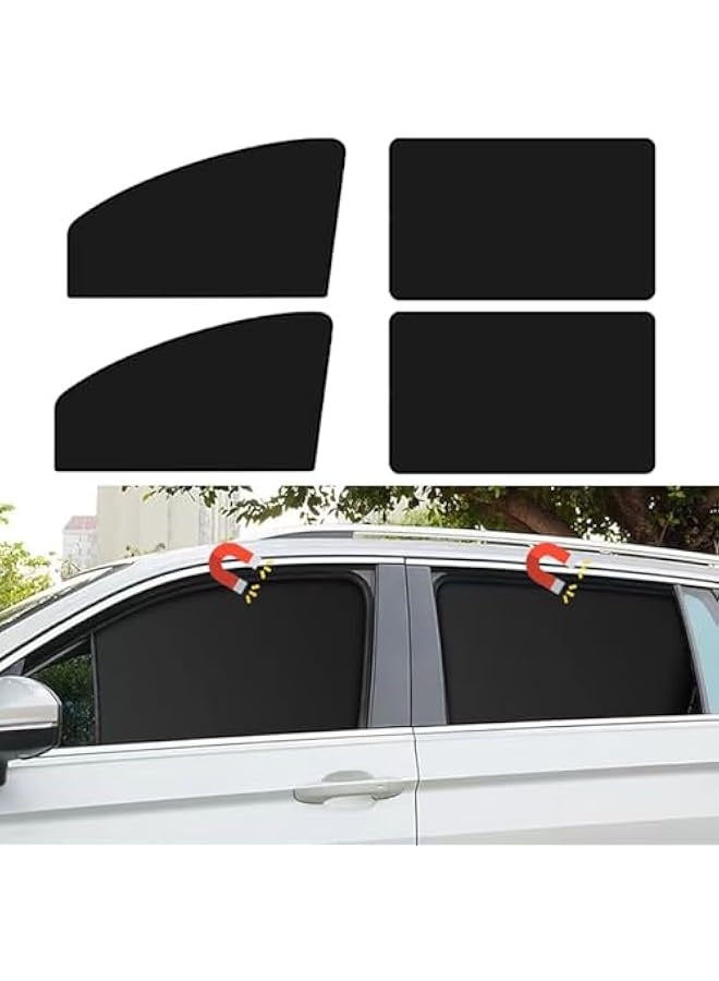 Loquat Car Side Window Sun Shades, Window Sunshades Privacy Curtains, 100% Block Light for Breastfeeding, Taking a nap, Changing Clothes, Camping (Frontu0026Back 4pcs) - Image 1