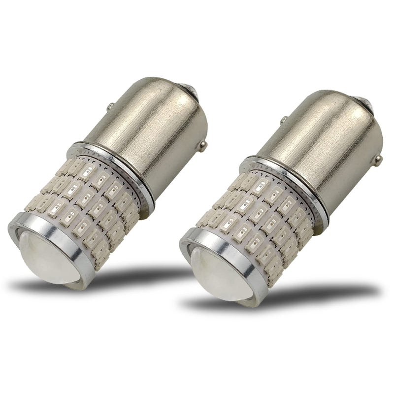 iBrightstar Newest 9-30V Flashing Strobe Blinking Brake Lights 1156 1141 1003 BA15S LED Bulbs with Projector Replacement for Tail Brake Stop Lights, Brilliant Red - Image 4