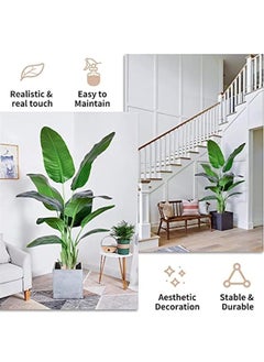 Generic Artificial Bird of Paradise Plant,Faux Palm Tree with Real Touch Leaves and Adjustable Branches,Fake Plants for Home Office Indoor Outdoor Decor (120cm)  - Image 3