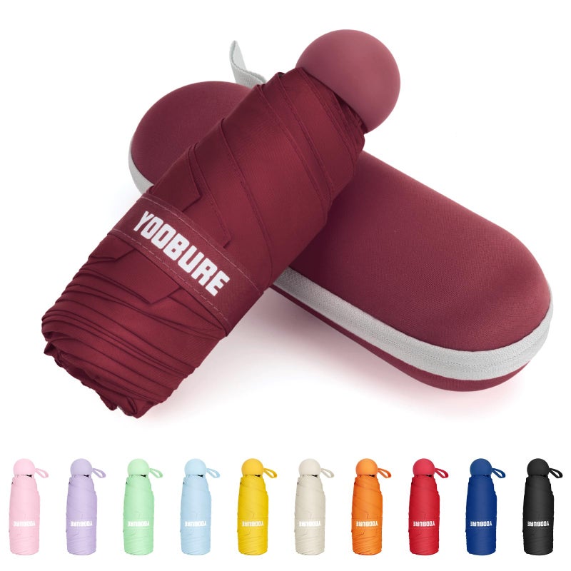 Yoobure Travel Umbrella Portable Compact Umbrella, Pocket Mini Umbrella for Purse UV Umbrella, Umbrellas for Rain Small Umbrella for Backpack, Sun Umbrella with Case Folding Umbrella for Kids Women - Image 1