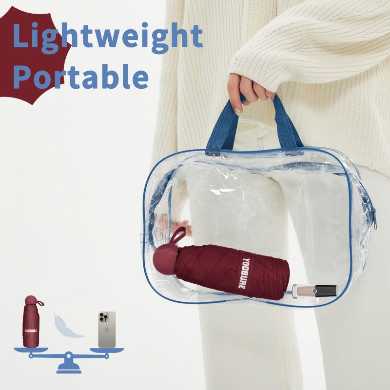 Yoobure Travel Umbrella Portable Compact Umbrella, Pocket Mini Umbrella for Purse UV Umbrella, Umbrellas for Rain Small Umbrella for Backpack, Sun Umbrella with Case Folding Umbrella for Kids Women - Image 5