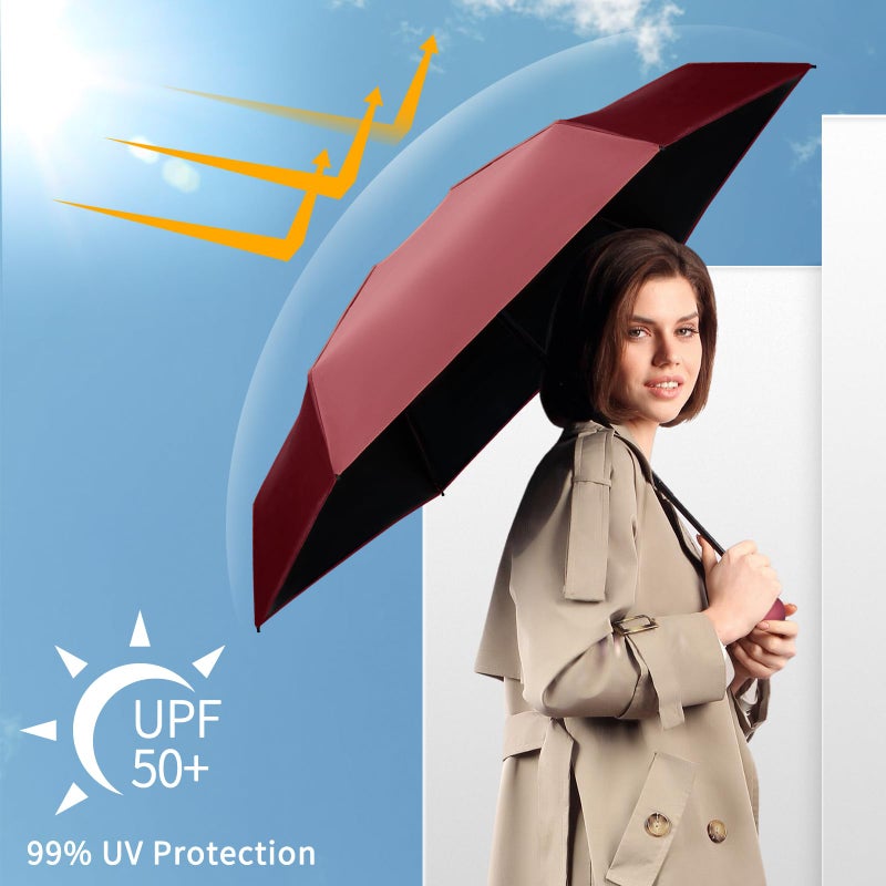 Yoobure Travel Umbrella Portable Compact Umbrella, Pocket Mini Umbrella for Purse UV Umbrella, Umbrellas for Rain Small Umbrella for Backpack, Sun Umbrella with Case Folding Umbrella for Kids Women - Image 4