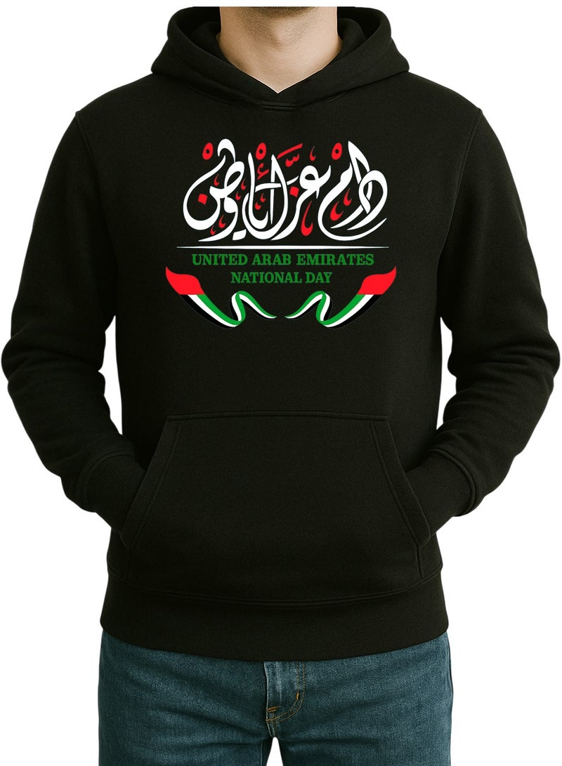 UAE National Day Arabic Calligraphy Hoodie – Patriotic Typography Design Unisex Emirati Hoodie - Image 1